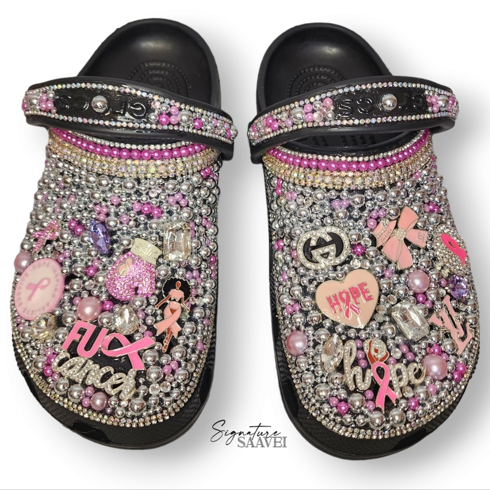 BRAND NEW Signature 'F Cancer' Crocs 🎀 (Women's Size 9)